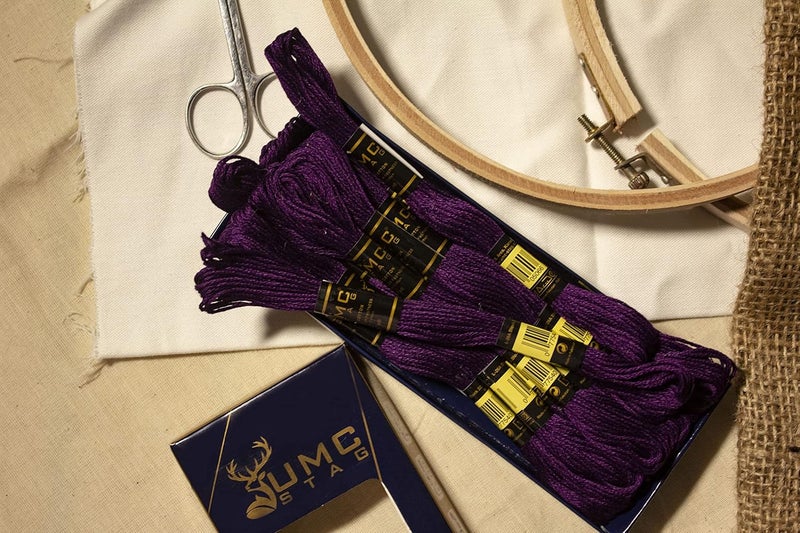 UMC STAG 12 Pieces Dark Purple Violet 102/550 Premium Embroidery Thread Egyptian Cotton Skeins Cross Stitch Floss Oeko TEX Stranded Dark Purple 102 - Image 5
